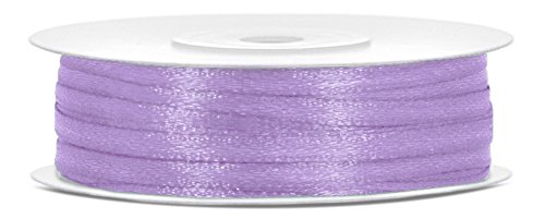 50m x 3mm Rolle Satinband Geschenkband Schleifenband Dekoband Satin Band Antennenband (Flieder (002)) von Partydeko