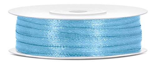 50m x 3mm Rolle Satinband Geschenkband Schleifenband Dekoband Satin Band Antennenband (Hellblau (011)) von Partydeko