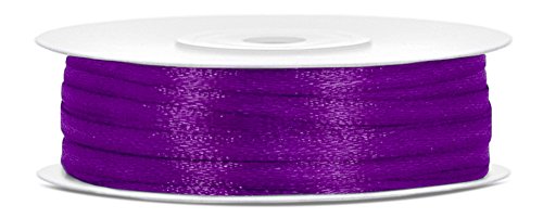 50m x 3mm Rolle Satinband Geschenkband Schleifenband Dekoband Satin Band Antennenband (Purple (062)) von Partydeko