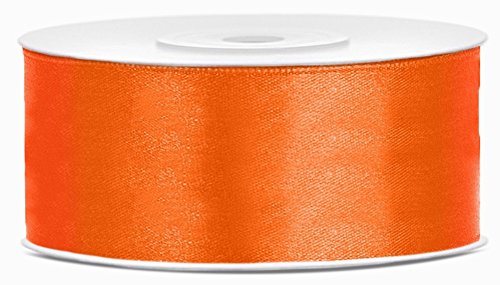 Partydeko 25m x 25mm Rolle Satinband Geschenkband Schleifenband Dekoband Satin Band (Orange (005)) von Partydeko