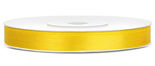 Partydeko 25m x 6mm Rolle Satinband Geschenkband Schleifenband Dekoband Satin Band Antennenband (Gelb (084)) von Partydeko