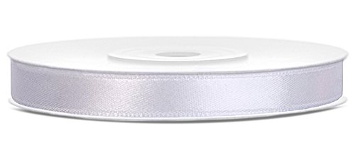 25m x 6mm Rolle Satinband Geschenkband Schleifenband Dekoband Satin Band Antennenband (Weiß (008)) von Partydeko