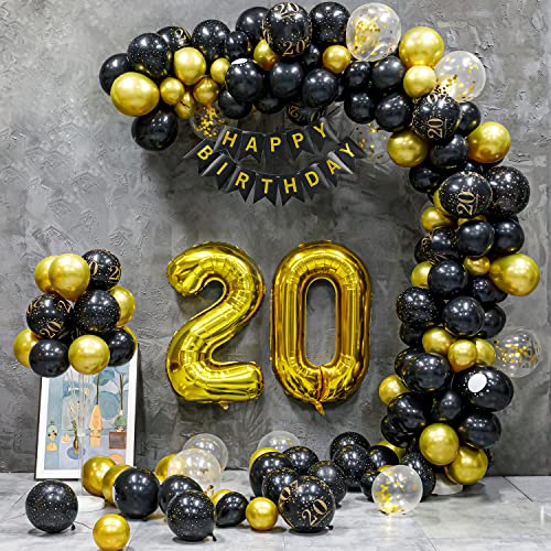 20 Geburtstag Deko, 20 Geburtstag Mann Frauen, 20 Jahre Geburtstagdeko, Happy Birthday Girlande Ballon Schwarz Gold Dekoration, Deko 20 Geburtstag Konfetti Luftballons Birthday Party 20 Geburtstag Deko, 20 Geburtstag Mann Frauen, 20 Jahre Geburtstagdeko, Happy Birthday Girlande Ballon Schwarz Gold Dekoration, Deko 20 Geburtstag Konfetti Luftballons Birthday Party von Partyhausy