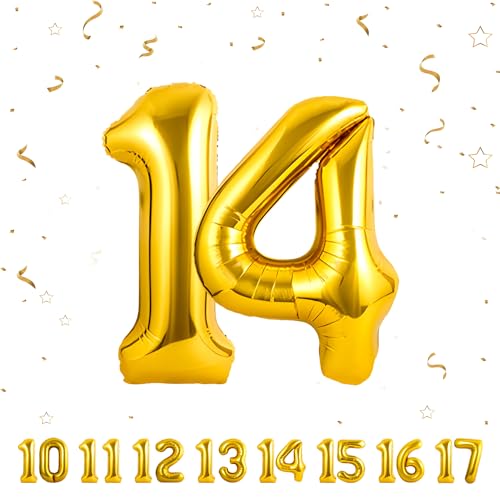 Geburtstag zahlen luftballon 14 jahre | Gold Folienballon 14 XXL -Riesen Folienballon in 40" - 101cm Geburtstagsdeko - Ballon Zahl Deko zum Geburtstag .Fliegt mit Helium Geburtstag zahlen luftballon 14 jahre | Gold Folienballon 14 XXL -Riesen Folienballon in 40" - 101cm Geburtstagsdeko - Ballon Zahl Deko zum Geburtstag .Fliegt mit Helium von Partyhausy