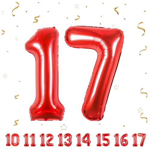 Geburtstag zahlen luftballon 17 jahre | Folienballon Rot- Folienballon in 40"-101cm Geburtstagsdeko - Ballon Zahl Deko zum Geburtstag fliegt mit Helium für Mädchen Junge 17.Geburtstags Geburtstag zahlen luftballon 17 jahre | Folienballon Rot- Folienballon in 40"-101cm Geburtstagsdeko - Ballon Zahl Deko zum Geburtstag fliegt mit Helium für Mädchen Junge 17.Geburtstags von Partyhausy