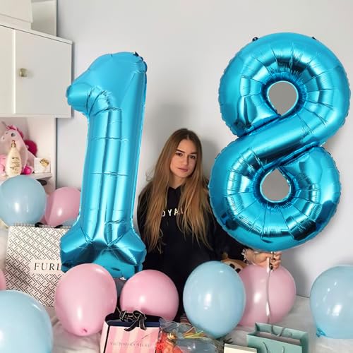 Geburtstag zahlen luftballon 18 jahre | Blau Folienballon 18 XXL -Riesen Folienballon in 40" - 101cm Geburtstagsdeko - Ballon Zahl Deko zum Geburtstag .Fliegt mit Helium Geburtstag zahlen luftballon 18 jahre | Blau Folienballon 18 XXL -Riesen Folienballon in 40" - 101cm Geburtstagsdeko - Ballon Zahl Deko zum Geburtstag .Fliegt mit Helium von Partyhausy