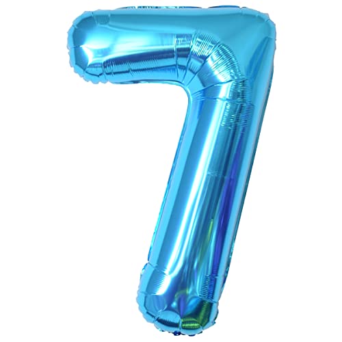 Geburtstag zahlen luftballon 7 jahre | Blau Folienballon 7 XXL -Riesen Folienballon in 40" - 101cm Geburtstagsdeko - Ballon Zahl Deko zum Geburtstag .Fliegt mit Helium von Partyhausy