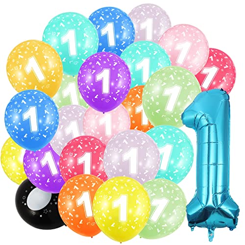 Geburtstag zahlen luftballon 1 jahre und 20Pcs 30cm Luftballons- Blau Folienballon in 40"-101cm Geburtstagsdeko - Ballon Zahl Deko zum Geburtstag fliegt mit Helium für Männer Frauen Geburtstagsparty von Partyhausy