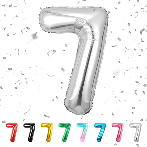 alloon Geburtstag zahlen Silber luftballon 7 jahre | Folienballon 7 -für Mädchen Junge Folienballon in 40"Geburtstagsdeko - Kindergeburtstag Ballon Zahl Deko zum Geburtstag - fliegt mit Helium alloon Geburtstag zahlen Silber luftballon 7 jahre | Folienballon 7 -für Mädchen Junge Folienballon in 40"Geburtstagsdeko - Kindergeburtstag Ballon Zahl Deko zum Geburtstag - fliegt mit Helium von Partyhausy