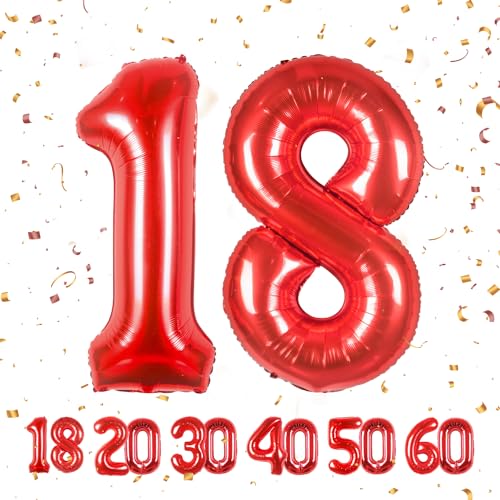 Zahlen luftballon 18 jahre | Rot Folienballon-40"18 Geburtstagsdeko -18 Ballon Zahl Deko zum Geburtstag fliegt mit Helium 18.Geburtstag für Männer Frauen 18.Geburtstagsparty Jubiläum Zahlen luftballon 18 jahre | Rot Folienballon-40"18 Geburtstagsdeko -18 Ballon Zahl Deko zum Geburtstag fliegt mit Helium 18.Geburtstag für Männer Frauen 18.Geburtstagsparty Jubiläum von Partyhausy