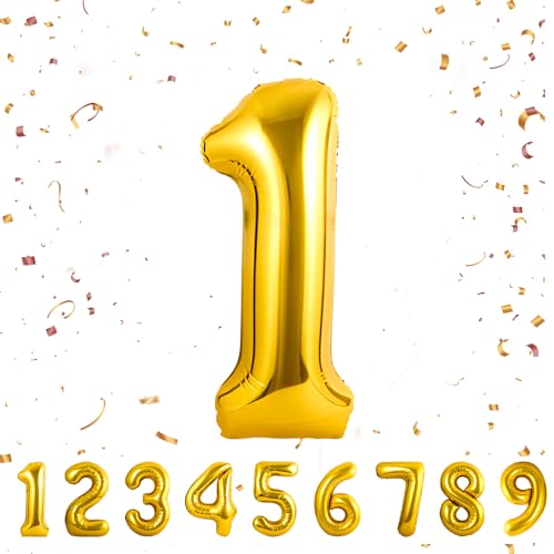 balloon Geburtstag zahlen Gold luftballon 1 jahre | Folienballon 1 -Riesen Folienballon in 40" - 101cm Geburtstagsdeko - Ballon Zahl Deko zum Geburtstag - fliegt mit Helium balloon Geburtstag zahlen Gold luftballon 1 jahre | Folienballon 1 -Riesen Folienballon in 40" - 101cm Geburtstagsdeko - Ballon Zahl Deko zum Geburtstag - fliegt mit Helium von Partyhausy