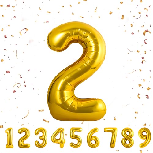balloon Geburtstag zahlen Gold luftballon 2 jahre | Folienballon 2 -Riesen Folienballon in 40" - 101cm Geburtstagsdeko - Ballon Zahl Deko zum Geburtstag - fliegt mit Helium balloon Geburtstag zahlen Gold luftballon 2 jahre | Folienballon 2 -Riesen Folienballon in 40" - 101cm Geburtstagsdeko - Ballon Zahl Deko zum Geburtstag - fliegt mit Helium von Partyhausy