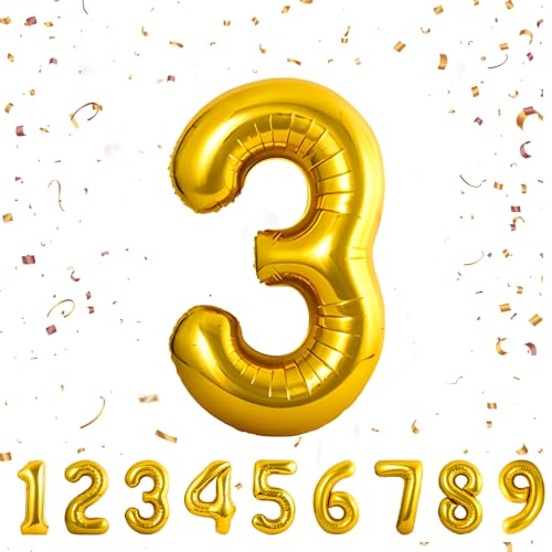 balloon Geburtstag zahlen Gold luftballon 3 jahre | Folienballon 3 -Riesen Folienballon in 40" - 101cm Geburtstagsdeko - Ballon Zahl Deko zum Geburtstag - fliegt mit Helium balloon Geburtstag zahlen Gold luftballon 3 jahre | Folienballon 3 -Riesen Folienballon in 40" - 101cm Geburtstagsdeko - Ballon Zahl Deko zum Geburtstag - fliegt mit Helium von Partyhausy