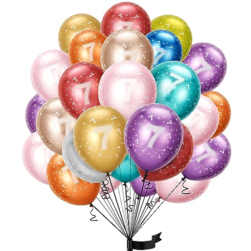balloon Geburtstag zahlen luftballon 7 jahre | Folienballon 7. 15Pcs 32m Luftballons Mädchen Junge Geburtstagsdeko-Ballon Zahl Deko zum Geburtstag-fliegt mit Helium von Partyhausy
