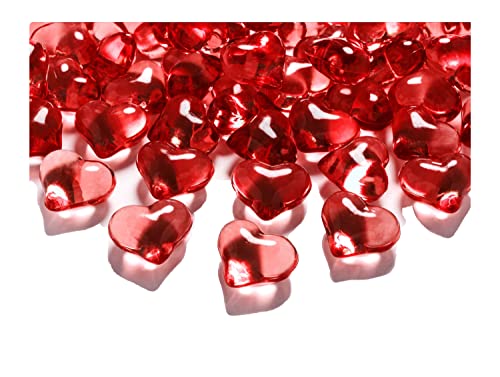 30 rote große Deko - Herzen - leuchtende Dekosteine aus Acryl - ca. 2cm x 2cm - Tau-Tropfen - Tischdekoration, Hochzeit, Verlobung, Taufe von Partyloon von Partyloon