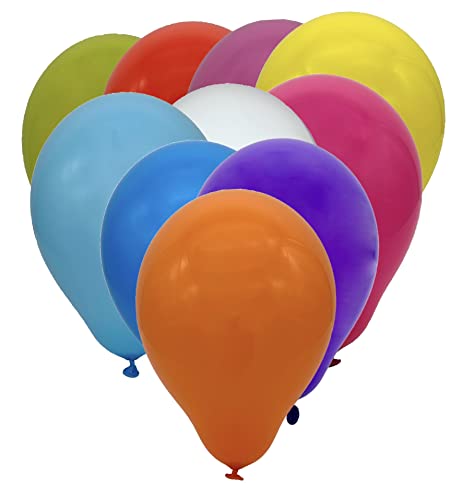 50 Luftballons - 27cm - Bunt - Naturlatex Luftballons für Geburtstage, Kindergeburtstage, Partys, Hochzeiten und Feste, Luft & Helium geeignet, EU Herstellung von Partyloon
