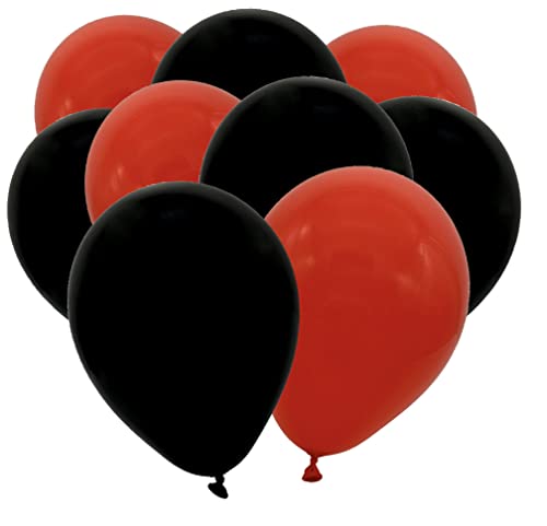 50 Luftballons - 27cm - Schwarz - Rot - Naturlatex Luftballons für Geburtstage, Kindergeburtstage, Partys, Hochzeiten und Feste, Luft & Helium geeignet, EU Herstellung von Partyloon