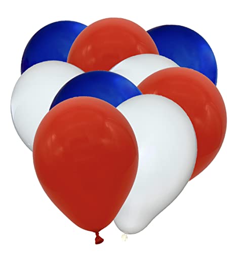 50 Luftballons Metallic - 27cm - Rot-Weiß-Blau - Latex Luftballons für Geburtstage, Kindergeburtstage, Partys, Hochzeiten und Feste, Luft & Helium geeignet, EU Herstellung von Partyloon