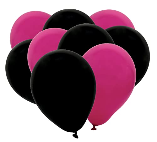 50 Luftballons Metallic - 27cm - Schwarz-Pink - Latex Luftballons für Geburtstage, Kindergeburtstage, Partys, Hochzeiten und Feste, Luft & Helium geeignet, EU Herstellung - Partyloon von Partyloon