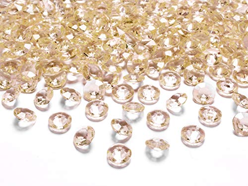 Partyloon - 1000 gold Acryl Diamanten- leuchtende Deko-Steine ca. 12 mm - Tischdekoration, Hochzeit, Verlobung, Geburtstag, Valentinstag - Tisch-Deco von Partyloon von Partyloon