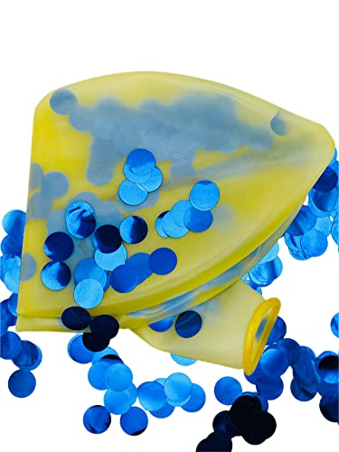 PartyNow! Konfetti Ballon XXL für Geburtstag Hochzeit - Luftballon Metallic Konfetti Latex in 40" 101 cm - Rot Blau Silber Rosegold Gold - Für Partys - Fliegt mit Helium (Blau) von Partynow!
