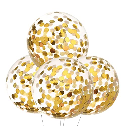 PartyNow! Konfetti Ballon XXL für Geburtstag Hochzeit - Luftballon Metallic Konfetti Latex in 40" 101 cm - Rot Blau Silber Rosegold Gold - Für Partys - Fliegt mit Helium (Gold) von Partynow!