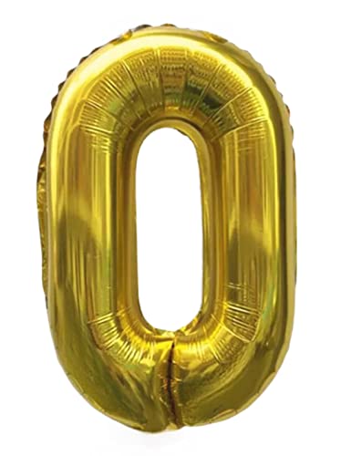 PartyNow! XXL Folienballon Zahl für Geburtstag - Luftballon 40" 101 cm - Farbe Gold - Nummer 1 2 3 4 5 6 7 8 9 0 - Fliegt mit Helium (0) von Partynow!