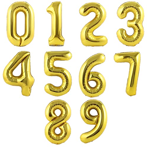 PartyNow! XXL Folienballon Zahl für Geburtstag - Luftballon 40" 101 cm - Farbe Gold - Nummer 1 2 3 4 5 6 7 8 9 0 - Fliegt mit Helium (7) von Partynow!