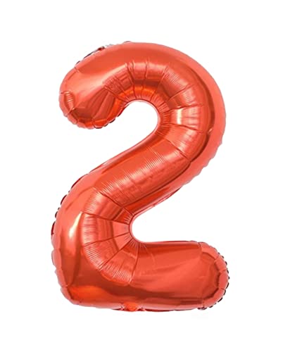 PartyNow! XXL Folienballon Zahl für Geburtstag - Luftballon 40" 101 cm - Farbe Rot - Nummer 1 2 3 4 5 6 7 8 9 0 - Fliegt mit Helium (2) von Partynow!