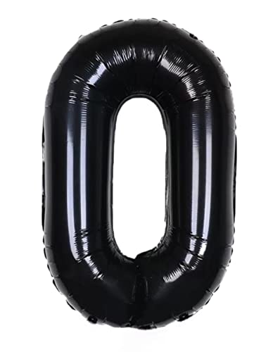 PartyNow! XXL Folienballon Zahl für Geburtstag - Luftballon 40" 101 cm - Farbe Schwarz - Nummer 1 2 3 4 5 6 7 8 9 0 - Fliegt mit Helium (0) von Partynow!