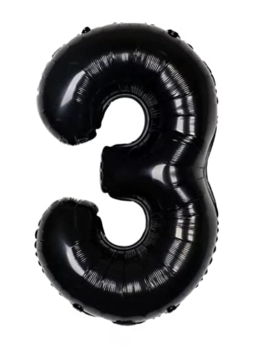 PartyNow! XXL Folienballon Zahl für Geburtstag - Luftballon 40" 101 cm - Farbe Schwarz - Nummer 1 2 3 4 5 6 7 8 9 0 - Fliegt mit Helium (3) von Partynow!