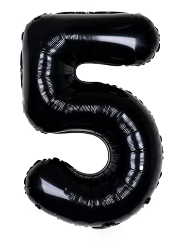 PartyNow! XXL Folienballon Zahl für Geburtstag - Luftballon 40" 101 cm - Farbe Schwarz - Nummer 1 2 3 4 5 6 7 8 9 0 - Fliegt mit Helium (5) von Partynow!