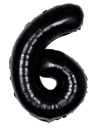 PartyNow! XXL Folienballon Zahl für Geburtstag - Luftballon 40" 101 cm - Farbe Schwarz - Nummer 1 2 3 4 5 6 7 8 9 0 - Fliegt mit Helium (6) von Partynow!