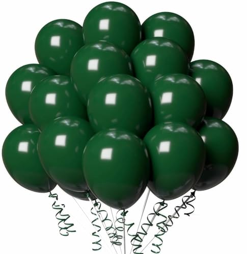 Luftballons Geburtstag [100 Stück] • 30cm Premium Ballons aus 100% Naturlatex • für Luft und Helium • Deko Dekoration Kindergeburtstag Partydeko Party, Farbe: Dunkelgrün von Partypal