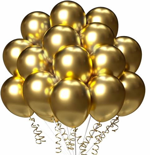 Luftballons Geburtstag [100 Stück] • 30cm Premium Ballons aus 100% Naturlatex • für Luft und Helium • Deko Dekoration Kindergeburtstag Partydeko Party, Farbe: Gold von Partypal