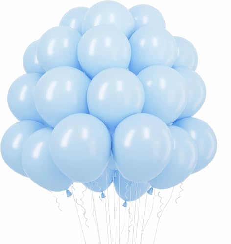 Luftballons Geburtstag [100 Stück] • 30cm Premium Ballons aus 100% Naturlatex • für Luft und Helium • Deko Dekoration Kindergeburtstag Partydeko Party, Farbe: Hellblau von Partypal