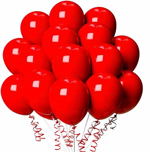 Luftballons Geburtstag [100 Stück] • 30cm Premium Ballons aus 100% Naturlatex • für Luft und Helium • Deko Dekoration Kindergeburtstag Partydeko Party, Farbe: Rot von Partypal