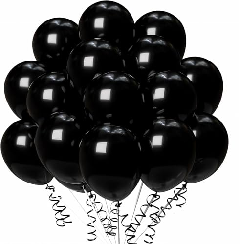 Luftballons Geburtstag [100 Stück] • 30cm Premium Ballons aus 100% Naturlatex • für Luft und Helium • Deko Dekoration Kindergeburtstag Partydeko Party, Farbe: Schwarz von Partypal