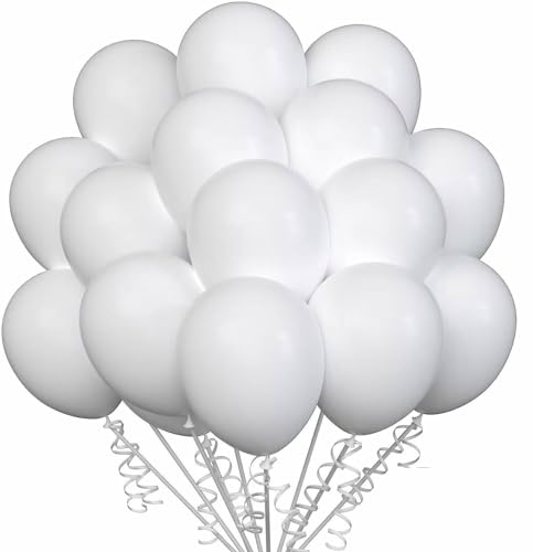 Luftballons Geburtstag [100 Stück] • 30cm Premium Ballons aus 100% Naturlatex • für Luft und Helium • Deko Dekoration Kindergeburtstag Partydeko Party, Farbe: Weiß von Partypal