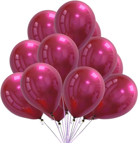 Luftballons Geburtstag [100 Stück] • 30cm Premium Ballons aus 100% Naturlatex • für Luft und Helium • Deko Dekoration Kindergeburtstag Partydeko Party (Metallic Magenta) von Partypal