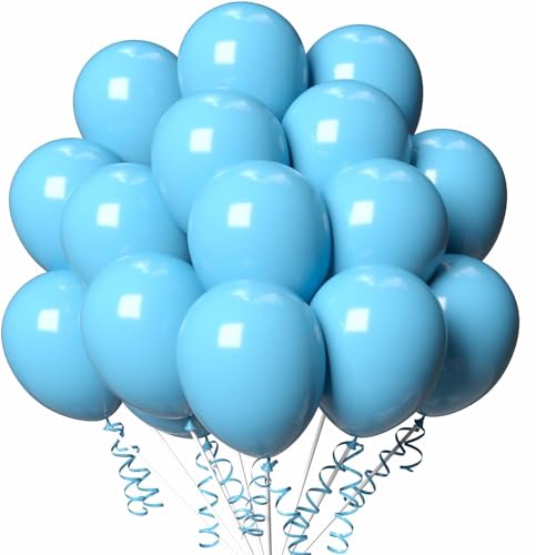 Luftballons Geburtstag [100 Stück] • 30cm Premium Ballons • für Luft und Helium • Deko Dekoration Kindergeburtstag Partydeko Party, Farbe: Mittelblau von Partypal