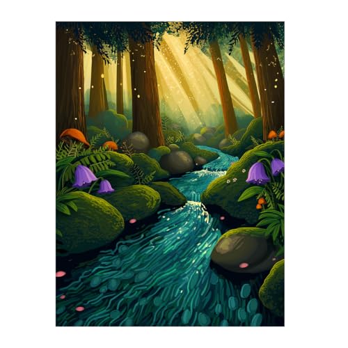 PartysenWeyL Kunst Aktivität Kit Malerei Hobby Wohnkultur Malerei Set Malen Nach Zahlen Kits Kieselsteine Am Bach, Lila Blumen Anfänger Malerei Set Diy Kunst Projekt PartysenWeyL Kunst Aktivität Kit Malerei Hobby Wohnkultur Malerei Set Malen Nach Zahlen Kits Kieselsteine Am Bach, Lila Blumen Anfänger Malerei Set Diy Kunst Projekt von PartysenWeyL