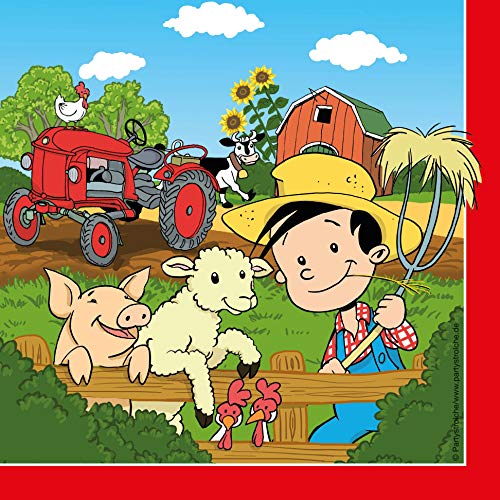 20 Servietten * BAUERNHOF + TIERE * für Kindergeburtstag und Mottoparty | Bauer Flo mit Bauernhoftiere | Farm Kinder Geburtstag Party Napkins Papierservietten von Partystrolche