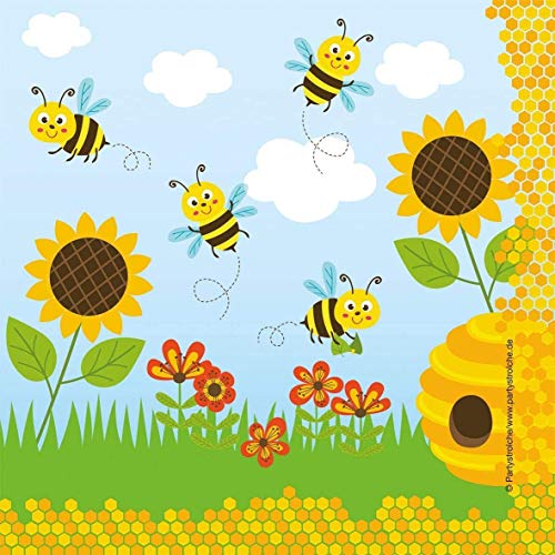 20 Servietten * SÜSSE BIENEN * für Kinderparty und Kindergeburtstag | Biene Bee Honig Honigbienen Napkins Papierservietten Party Set von Partystrolche