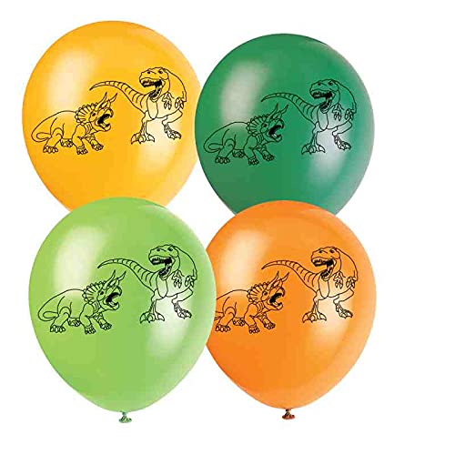 8 Dinosaurier Dino T-Rex Luftballons Durchmesser 31 cm Kindergeburtstag von Partystrolche