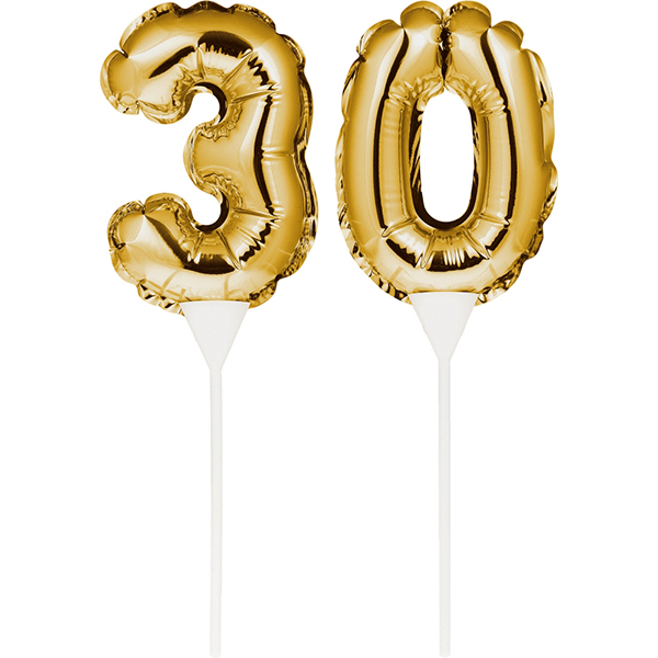 Kuchenpicker Folienballon Gold Zahl 30 von Partystrolche