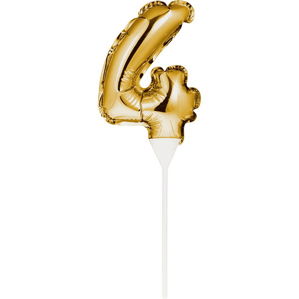 Kuchenpicker Folienballon Gold Zahl 4 von Partystrolche