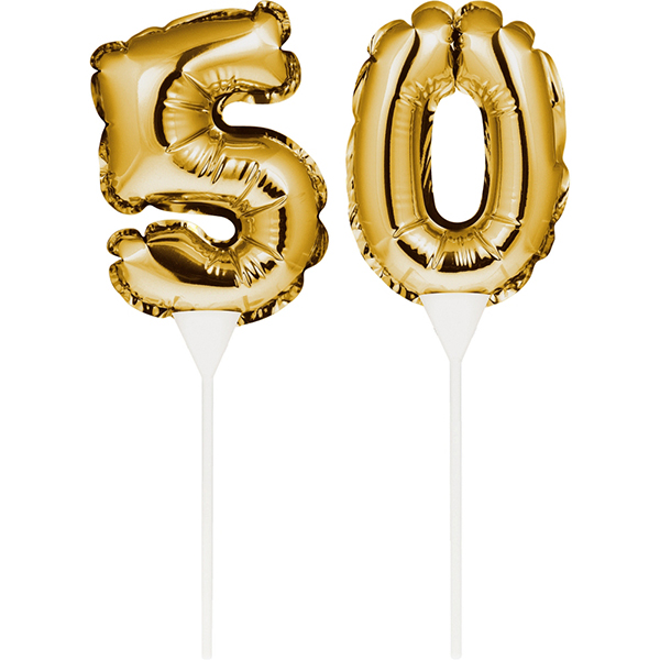 Kuchenpicker Folienballon Gold Zahl 50 von Partystrolche