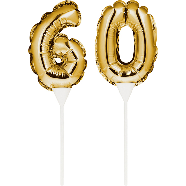 Kuchenpicker Folienballon Gold Zahl 60 von Partystrolche