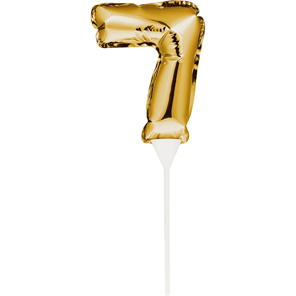 Kuchenpicker Folienballon Gold Zahl 7 von Partystrolche